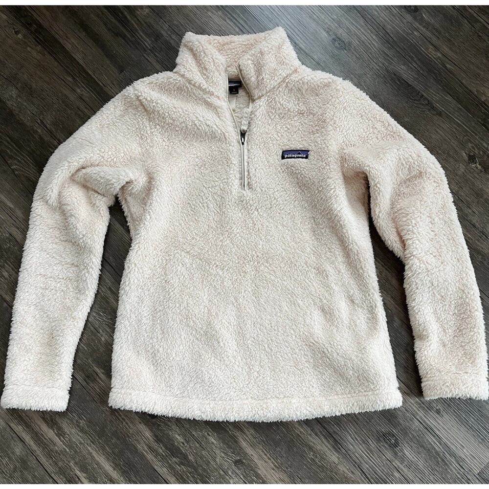 Patagonia Los Gatos Fleece Sweater Beige 1/4 Zip Pullover Women XS Mock Neck
